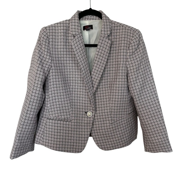 JM Studio by John Meyer Women’s Long Sleeve Houndstooth Blazer Jacket Sz M GUC - Picture 1 of 8